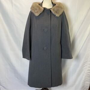 Finkel’s Wilmington Women’s Fur Collar Pea Coat Jacket Large Vintage Union Label